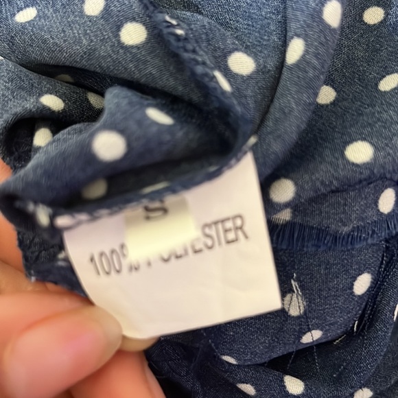 Navy & Polka Dot Tiered Ruffled Dress/ 3/4 Sleeves with Bell/Ruffled/ Size Small - Picture 9 of 9